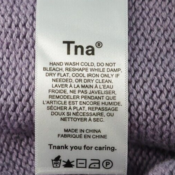 TNA Aritzia Size 2XS XXS Purple York Turtleneck Long Sleeve Cotton Knit Sweater - Picture 4 of 6